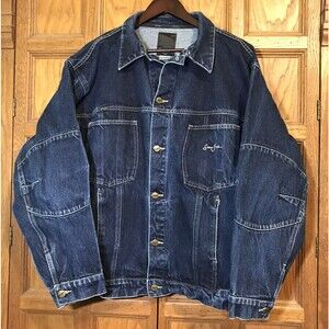 VTG Sean John Y2K Denim Jean Jacket Men's L Blue Cotton Button Front Pocket Coat